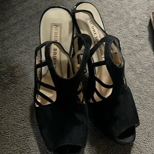 Ladies suede black peep toe leather size 8